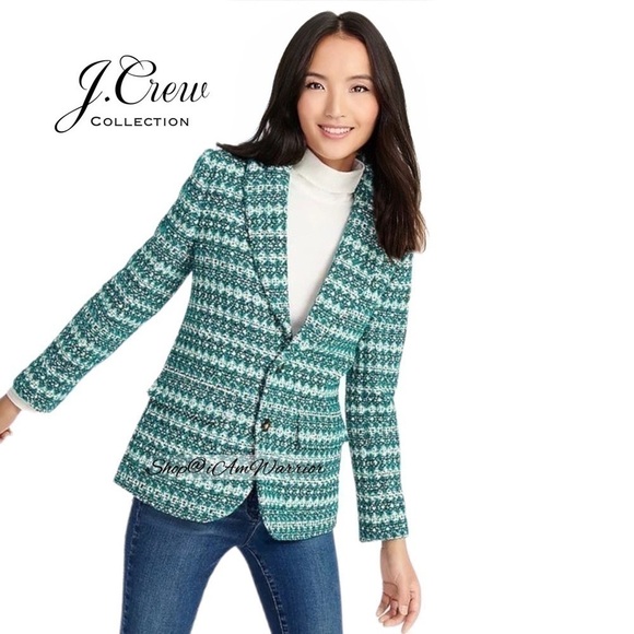 J.Crew Collection NWOT blazer in teal textured Italian Jacquard *shop@iamwarrior - Picture 3 of 13